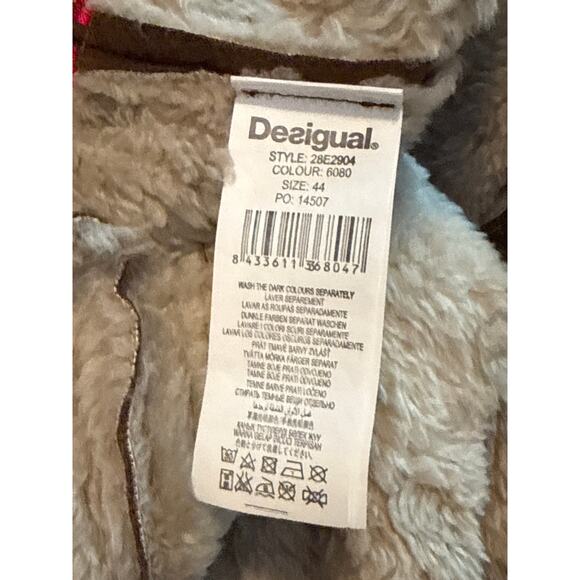 Desigual Faux Suede Jacket w Embroidery & Colorful Trim Size 44 (US 14) VGUC - Picture 8 of 8